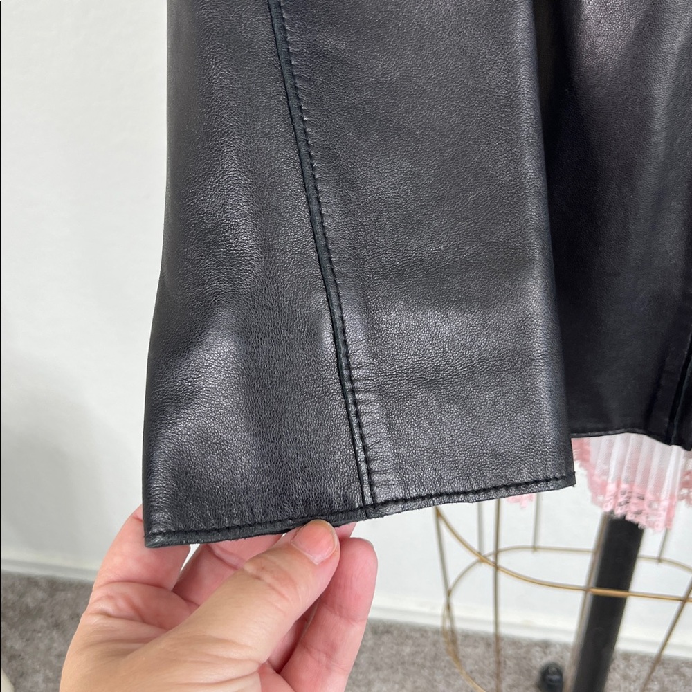 Winlit Leather Jacket Fur Collar Belted Midi Thinsulate - Picture 3 of 10
